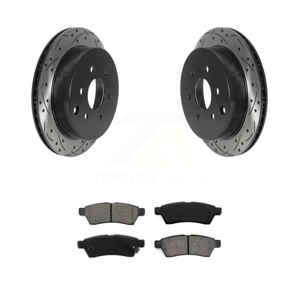 Drilled Slot Brake Rotor & Semi-Metallic Pad Rear Kit For Nissan Frontier Xterra