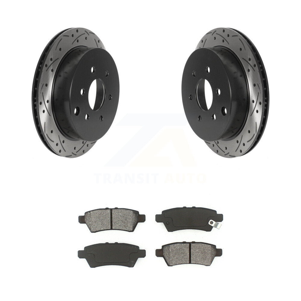 Drilled Slot Brake Rotors Semi-Metallic Pad Rear Kit For 2006-2007 Nissan Xterra