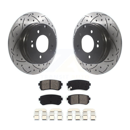 Drill Slot Brake Rotors Semi-Metallic Pad Rear Kit For Hyundai Tucson Sonata Kia
