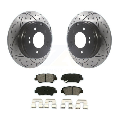 Drill Slot Brake Rotors Semi-Metallic Pad Rear Kit For Hyundai Sonata Kia Optima