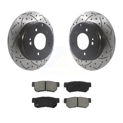 Drilled Slot Disc Brake Rotor Semi-Metallic Pad Rear Kit For Hyundai Sonata 3.3L