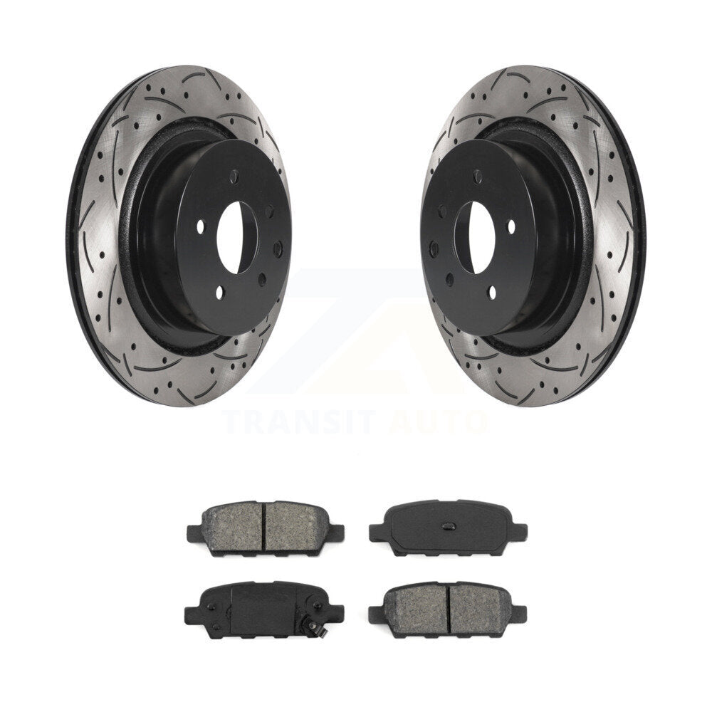 Coat Drill Slot Disc Brake Rotor Semi-Metallic Pad Rear Kit For INFINITI G35 Q60