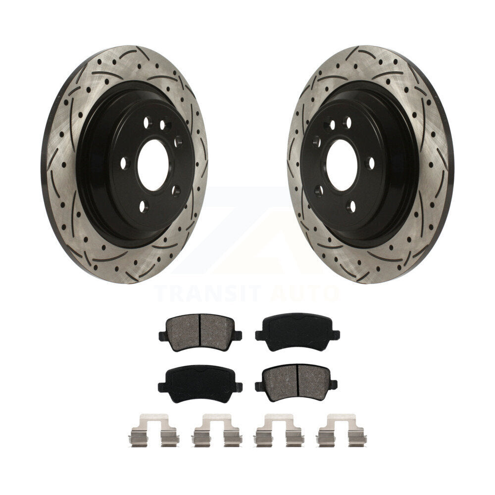 Drill Slot Brake Rotor Semi-Metallic Pad Rear Kit For Volvo XC70 S60 V60 S80 V70