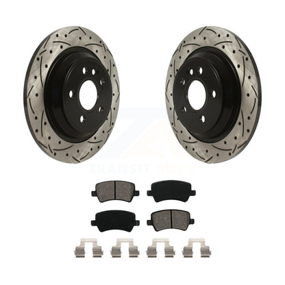 Drill Slot Brake Rotor Semi-Metallic Pad Rear Kit For Volvo XC70 S60 V60 S80 V70