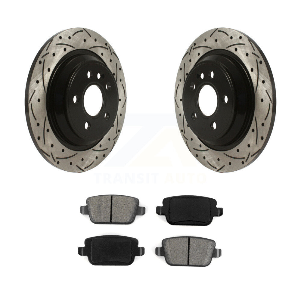 Drilled Slot Brake Rotors Semi-Metallic Pad Rear Kit For 2008-2011 Volvo S80 FWD