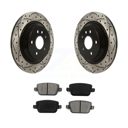 Drilled Slot Brake Rotors Semi-Metallic Pad Rear Kit For 2008-2011 Volvo S80 FWD