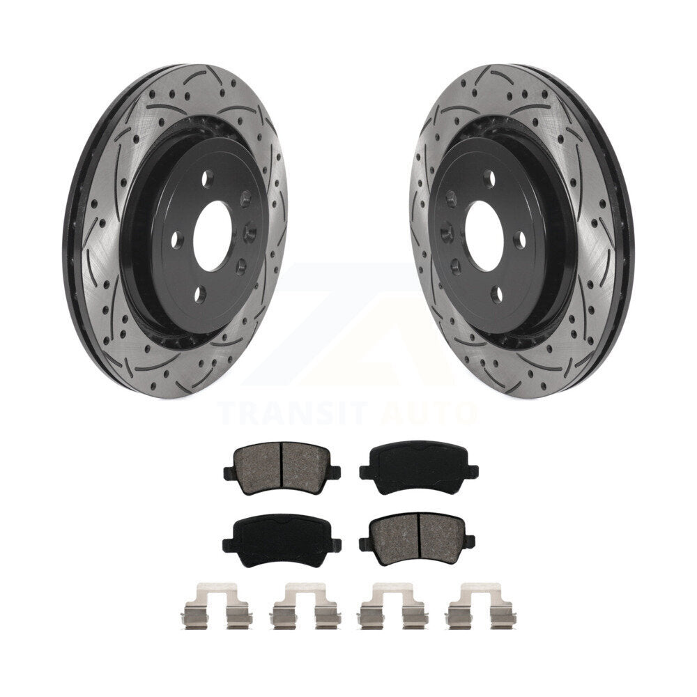 Drill Slot Brake Rotor Semi-Metallic Pad Rear Kit For Volvo XC70 S60 V60 S80 V70