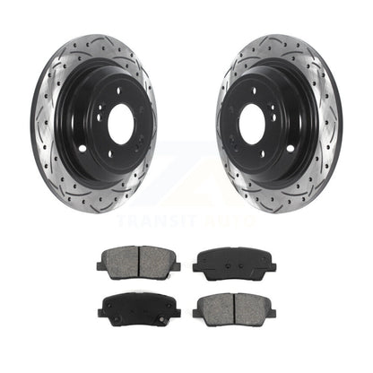 Coat Drill Slot Disc Brake Rotors Semi-Metallic Pad Rear Kit For Hyundai Genesis