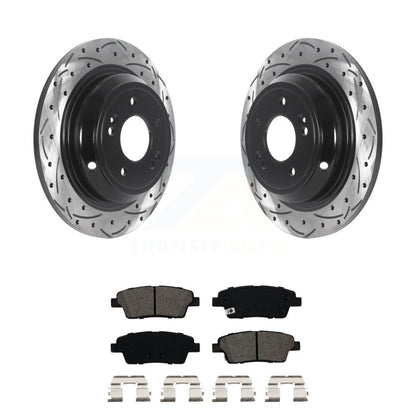 Drilled Slot Brake Rotors Semi-Metallic Pad Rear Kit For Hyundai Genesis G80 Kia