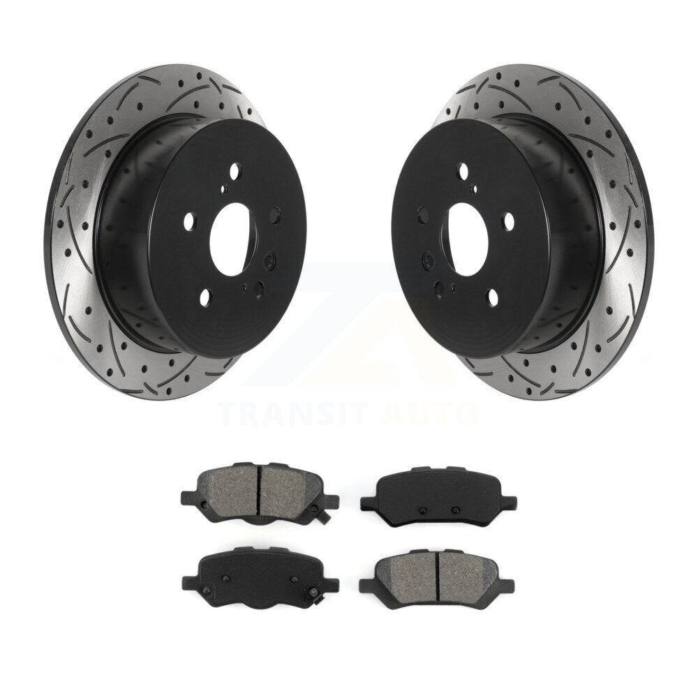 Drilled Slot Brake Rotor & Semi-Metallic Pad Rear Kit For 2009-2016 Toyota Venza
