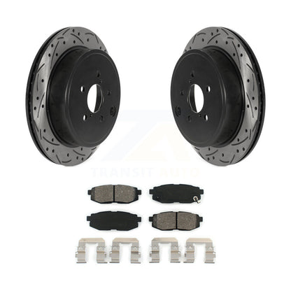 Drill Slot Brake Rotors Semi-Metallic Pad Rear Kit For Subaru Outback Legacy BRZ