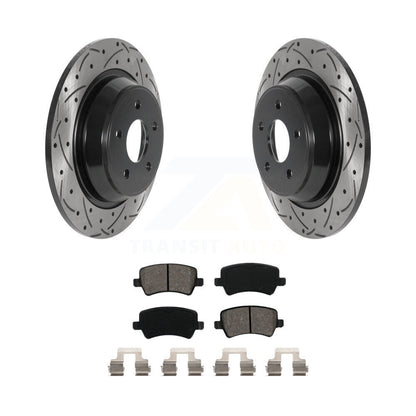 Drilled Slot Brake Rotors Semi-Metallic Pad Rear Kit For Land Rover Range Evoque