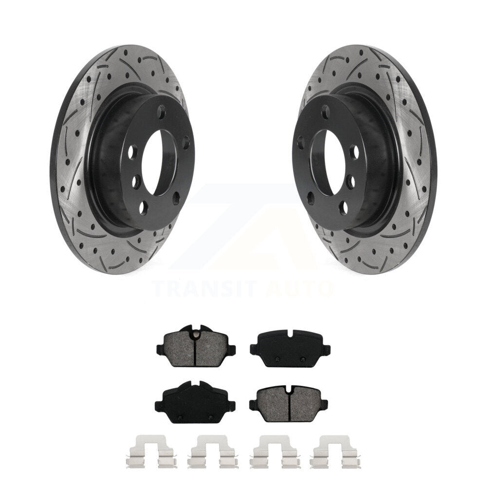 Drilled Slot Brake Rotor & Semi-Metallic Pad Rear Kit For Mini Cooper Countryman