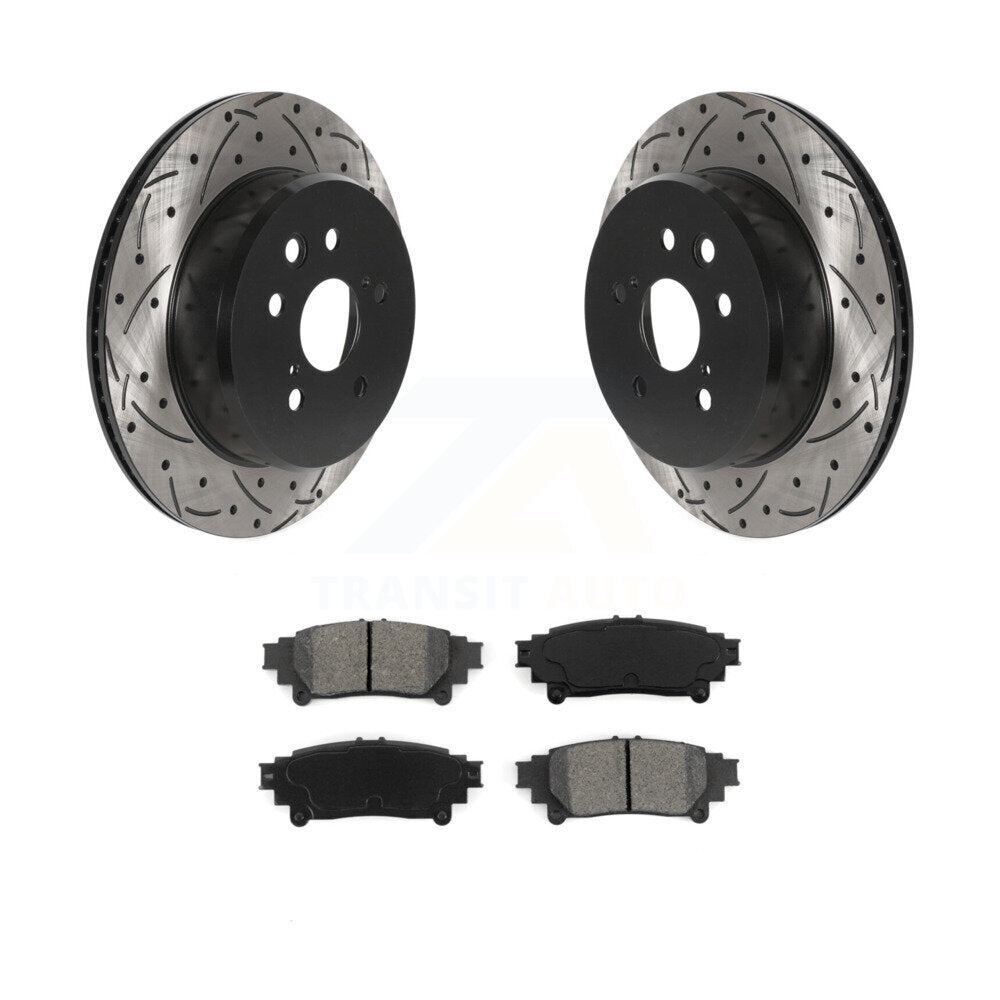 Drilled Slot Brake Rotors Semi-Metallic Pad Rear Kit For Lexus IS300 IS350 GS350