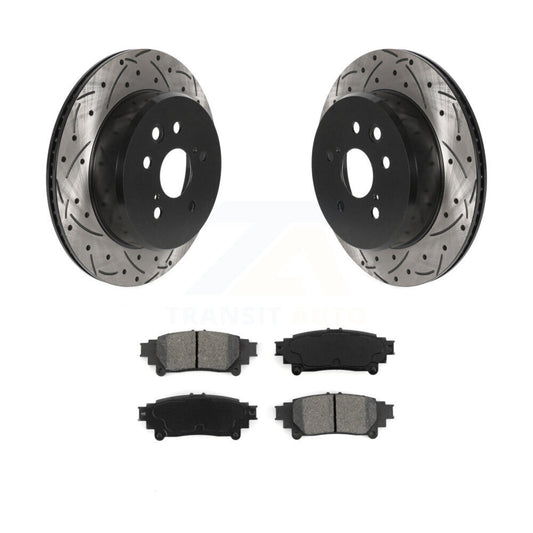 Drilled Slot Brake Rotors Semi-Metallic Pad Rear Kit For Lexus IS300 IS350 GS350