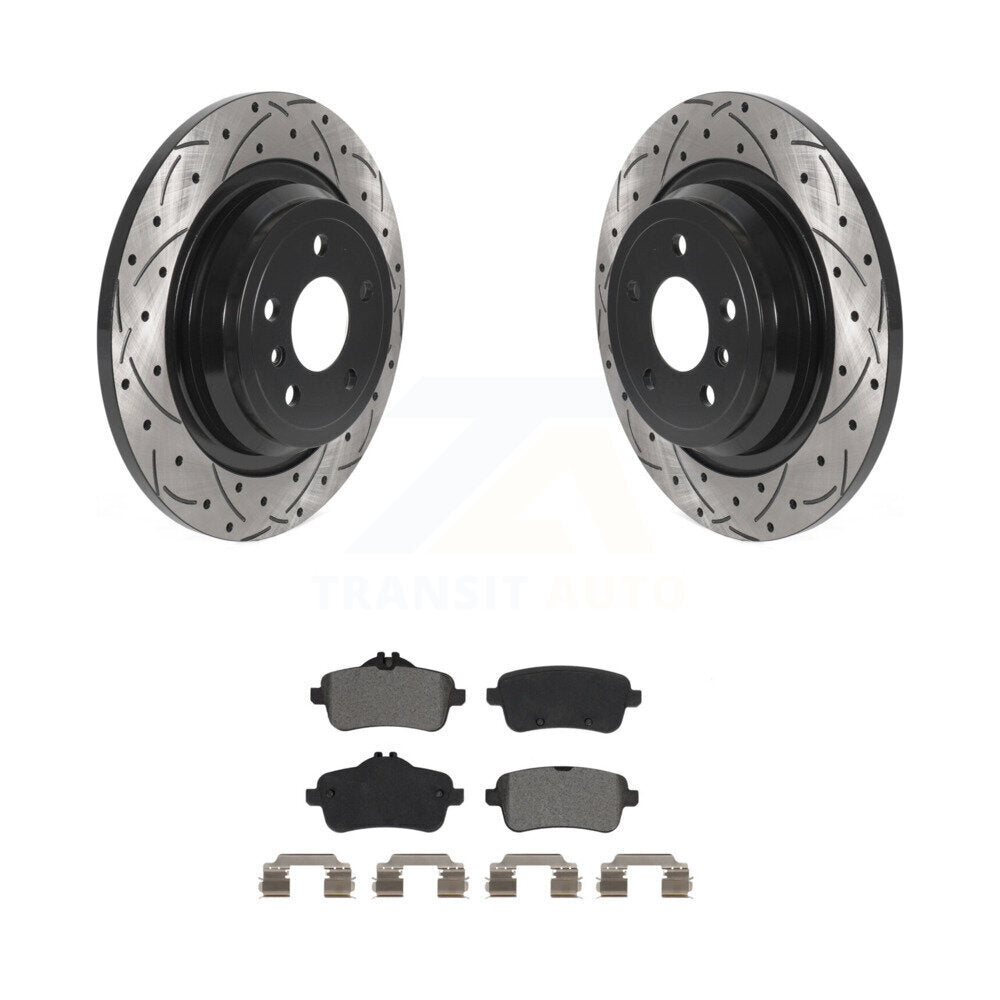 Drill Slot Brake Rotor Semi-Metallic Pad Rear Kit For Mercedes-Benz ML350 GLE350