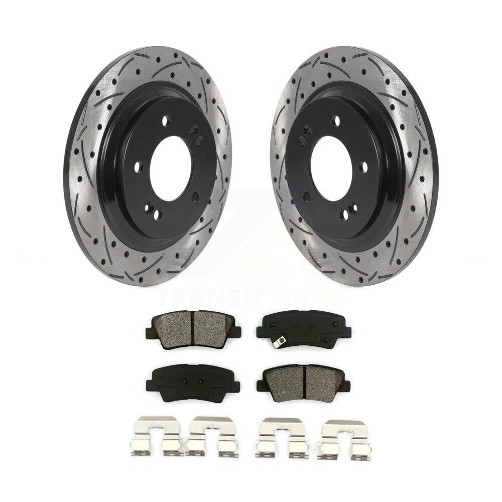 Drill Slot Disc Brake Rotors Semi-Metallic Pad Rear Kit For Hyundai Sonata Azera