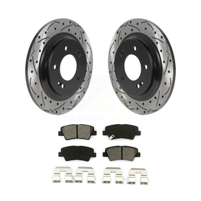 Drill Slot Disc Brake Rotors Semi-Metallic Pad Rear Kit For Hyundai Sonata Azera