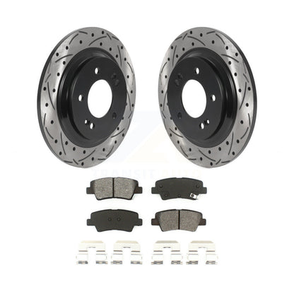 Drill Slot Brake Rotors Semi-Metallic Pad Rear Kit For Kia Optima Hyundai Sonata