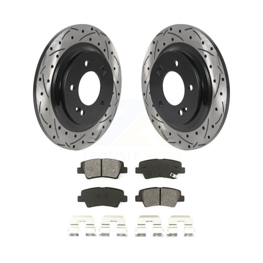Drill Slot Brake Rotors Semi-Metallic Pad Rear Kit For Kia Optima Hyundai Sonata