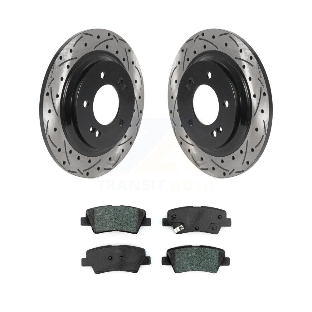 Drilled Slot Brake Rotor & Semi-Metallic Pad Rear Kit For Hyundai Ioniq Kia Niro