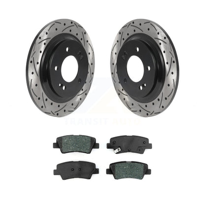 Drilled Slot Brake Rotor & Semi-Metallic Pad Rear Kit For Hyundai Ioniq Kia Niro