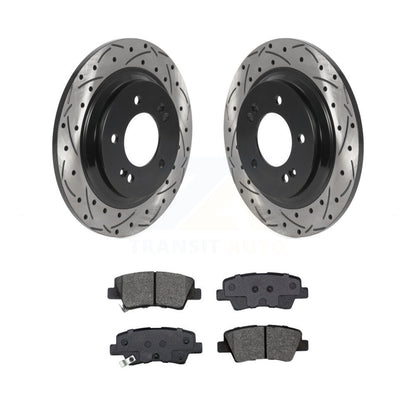 Drill Slot Brake Rotor Semi-Metallic Pad Rear Kit For Hyundai Kia Sonata Elantra