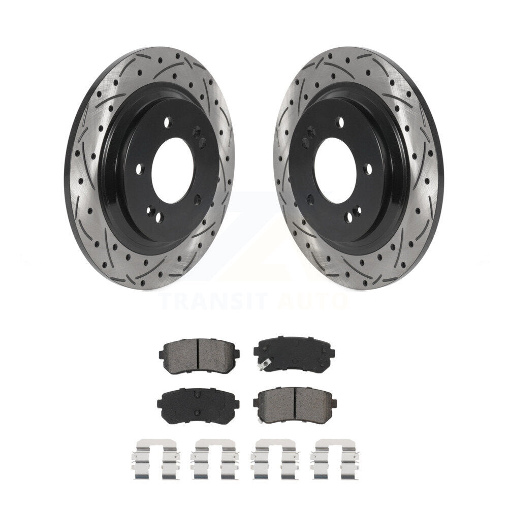 Drilled Slot Brake Rotor Semi-Metallic Pad Rear Kit For Kia Optima LX/EX/LX 1.6T