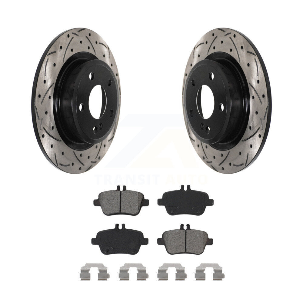 Drill Slot Brake Rotors Semi-Metallic Pad Rear Kit For Mercedes-Benz GLA250 B250