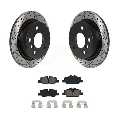 Coated Drilled Slot Disc Brake Rotors Semi-Metallic Pad Rear Kit For Mini Cooper