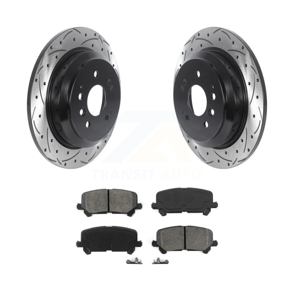 Drill Slot Disc Brake Rotor Semi-Metallic Pad Rear Kit For Honda Pilot Ridgeline