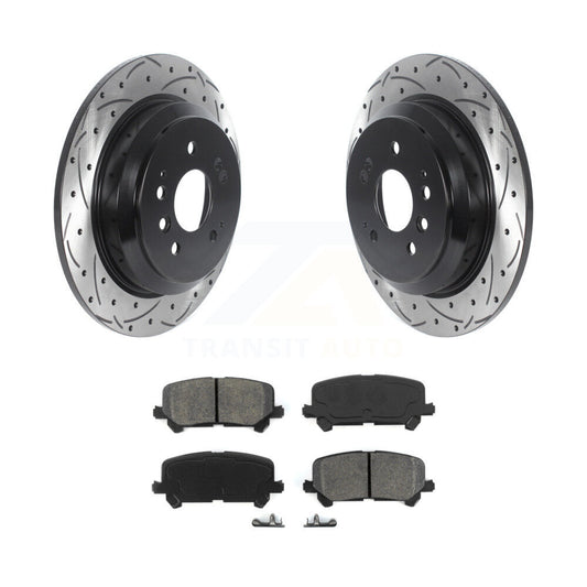 Drill Slot Disc Brake Rotor Semi-Metallic Pad Rear Kit For Honda Pilot Ridgeline