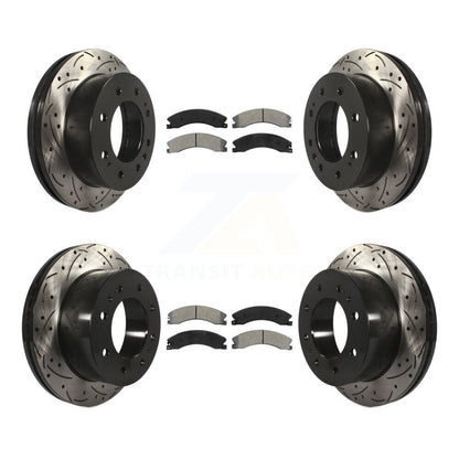 Drill Slot Brake Rotor Semi-Metallic Pad Front Rear Kit For GMC Chevrolet Sierra