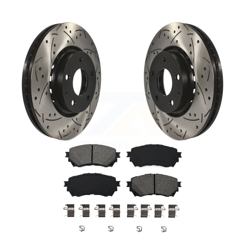 Coated Drilled Slotted Disc Brake Rotors Semi-Metallic Pad Front Kit For Mazda 6