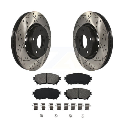 Coated Drilled Slotted Disc Brake Rotors Semi-Metallic Pad Front Kit For Mazda 6