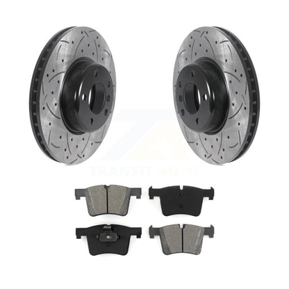Drilled Slot Disc Brake Rotor Semi-Metallic Pad Front Kit For BMW 335i xDrive GT