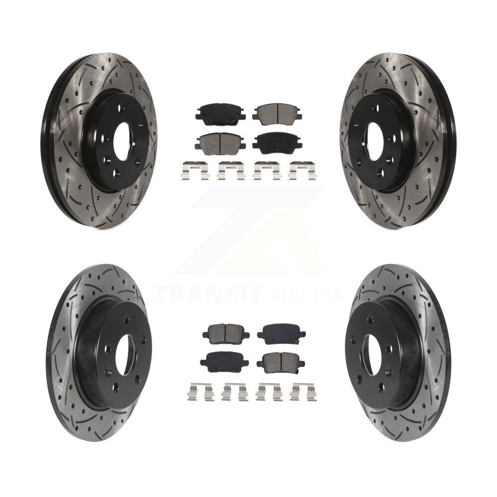 Drill Slot Brake Rotor Semi-Metallic Pad Front Rear Kit For Chevrolet Cruze Bolt