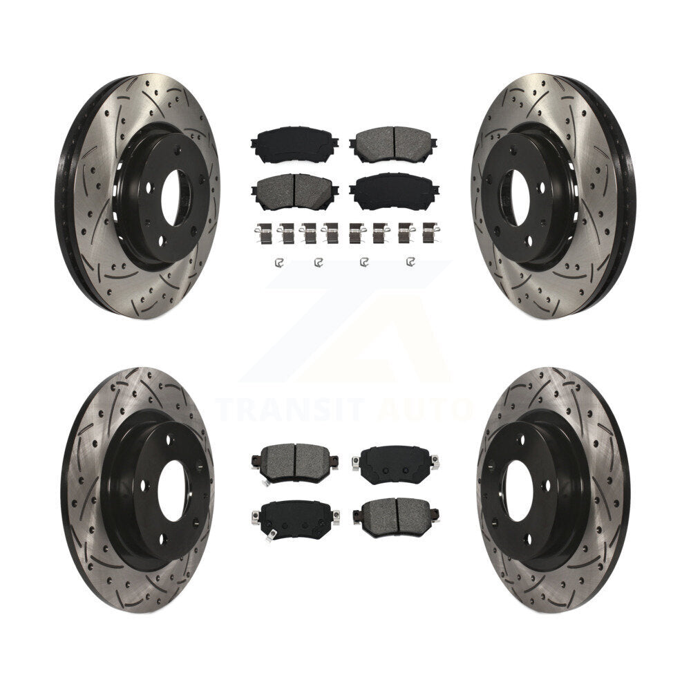 Coated Drill Slot Disc Brake Rotors Semi-Metallic Pad Front Rear Kit For Mazda 6