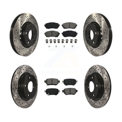 Coated Drill Slot Disc Brake Rotors Semi-Metallic Pad Front Rear Kit For Mazda 6