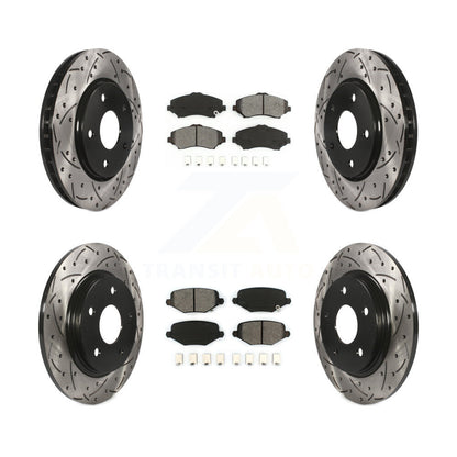 Drill Slot Brake Rotors Semi-Metallic Pad Front Rear Kit For Dodge Grand Caravan