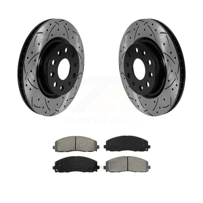 Coated Drill Slot Disc Brake Rotor Semi-Metallic Pad Front Kit For Jeep Wrangler