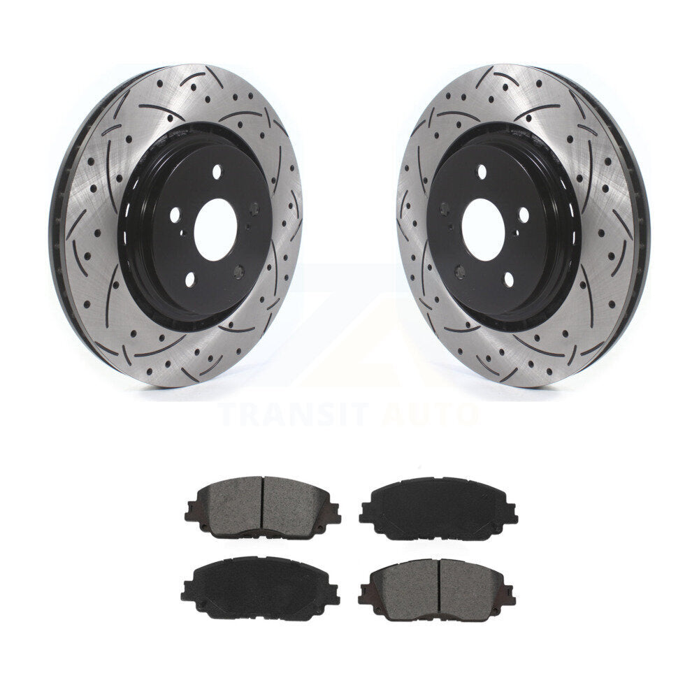 Drilled Slot Brake Rotors Semi-Metallic Pad Front Kit For 20-23 Toyota Camry XSE