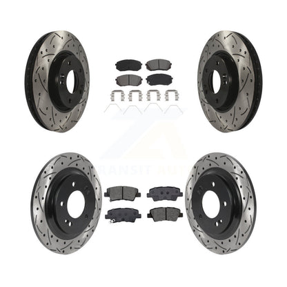 Drilled Slot Brake Rotors Semi-Metallic Pad Front Rear Kit For 17-19 Kia Soul EV