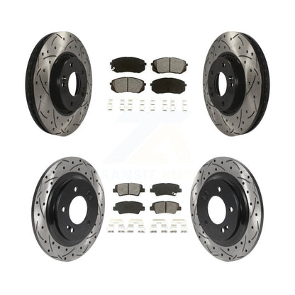 Drilled Slot Disc Brake Rotor & Semi-Metallic Pad Front Rear Kit For Kia Soul EV