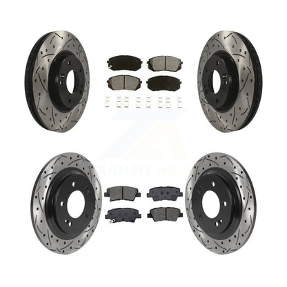 Drilled Slot Disc Brake Rotor & Semi-Metallic Pad Front Rear Kit For Kia Soul EV
