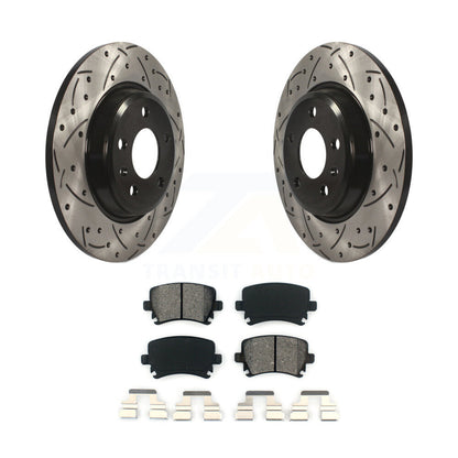 Coat Drill Slot Disc Brake Rotors Semi-Metallic Pad Rear Kit For Audi A4 Quattro