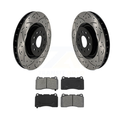 Drill Slot Brake Rotors Semi-Metallic Pad Front Kit For 17-20 Honda Civic Type R