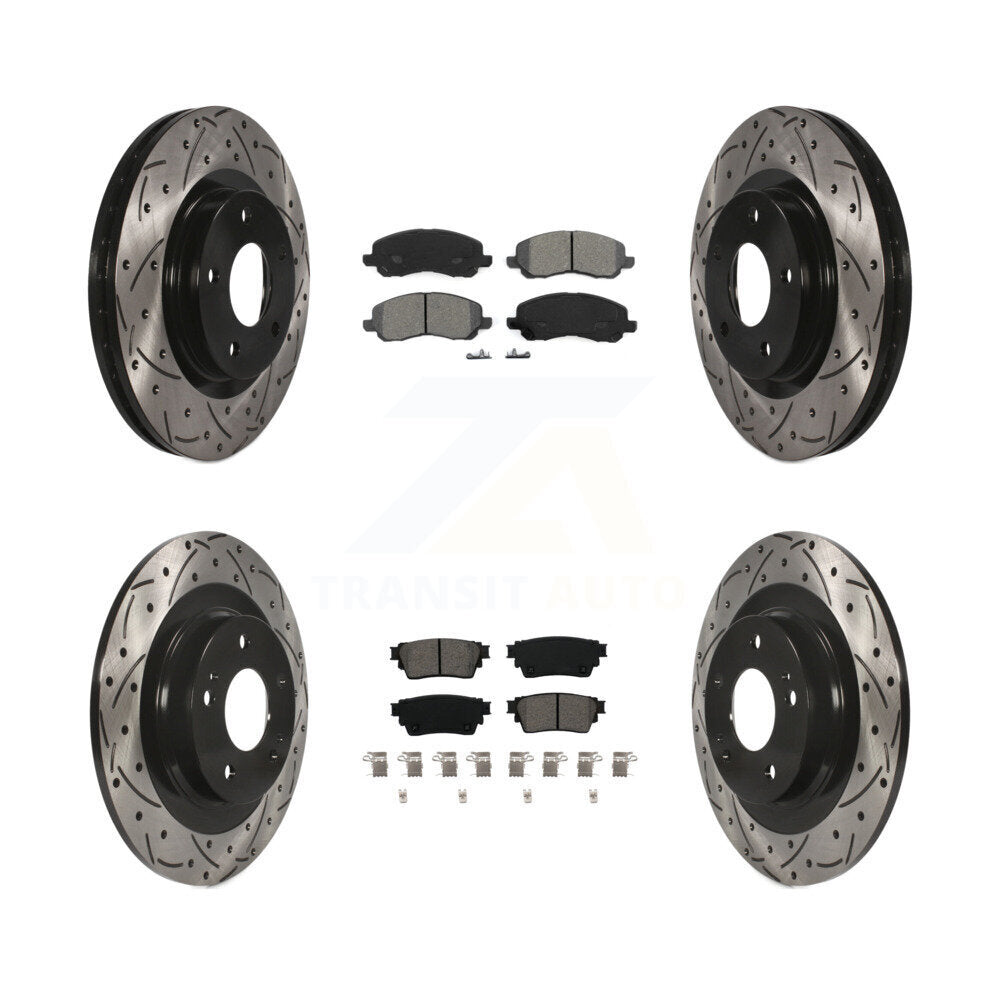 Drill Slot Brake Rotor Semi-Metallic Pad Front Rear Kit For Mitsubishi Outlander