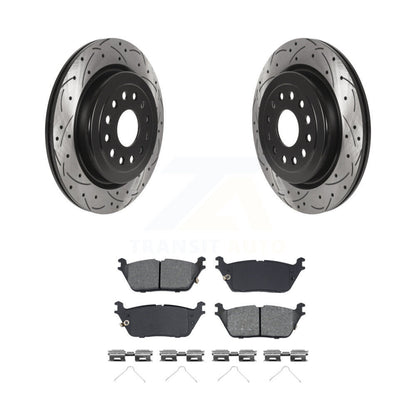 Coated Drilled Slotted Disc Brake Rotors Semi-Metallic Pad Rear Kit For Ram 1500