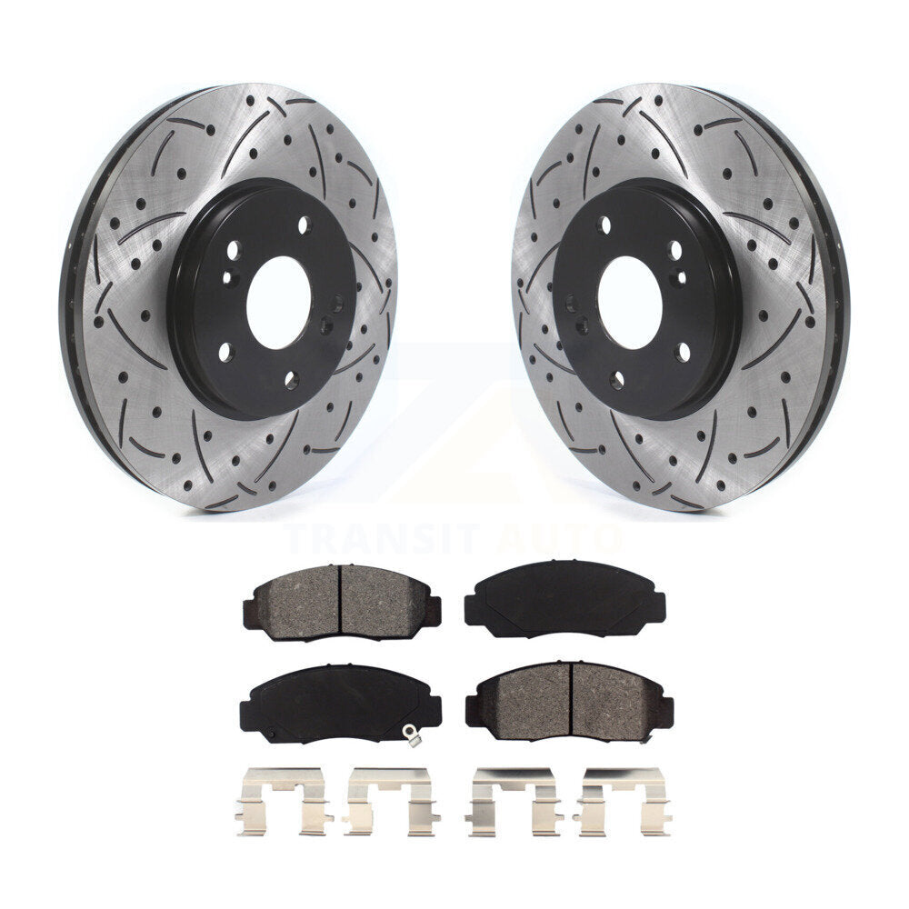 Coated Drill Slot Disc Brake Rotors Semi-Metallic Pad Front Kit For Honda Accord